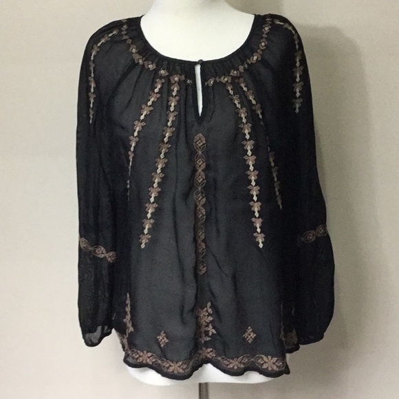 Lucky Brand Tops - Lucky Brand Sheer Keyhole Top